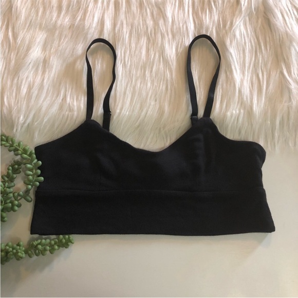 Athleta Well Rested Ribbed Black Bra | Size Small - Picture 2 of 5